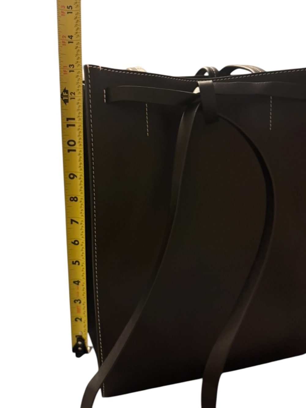 Vince Black Leather Tote with Bow-Tie Detail - Picture 8 of 13